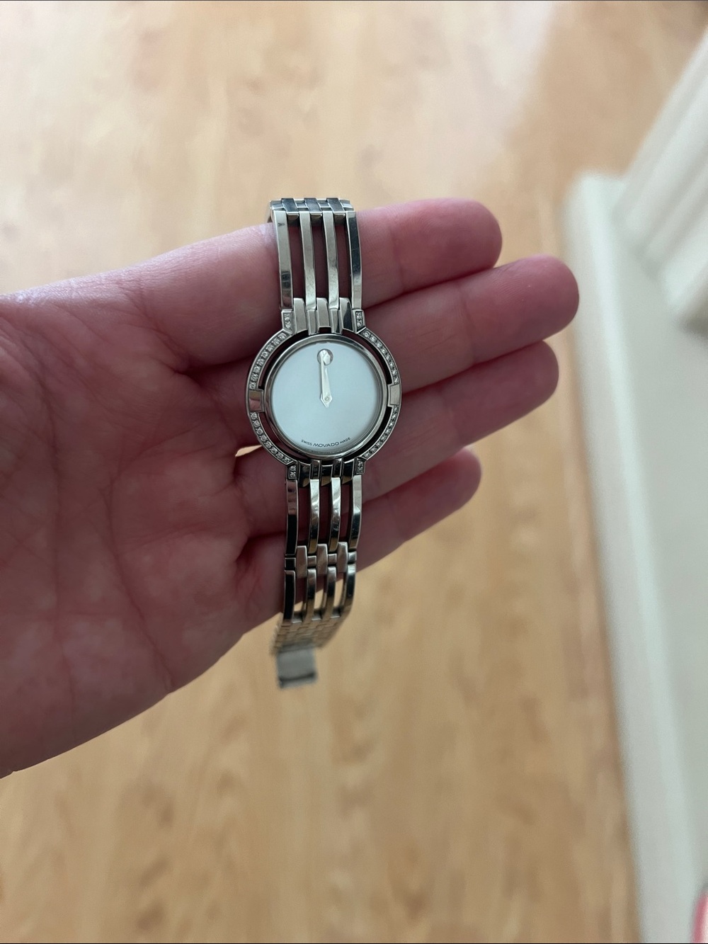 Movado Women's Silver Bracelet Watch with White Dial